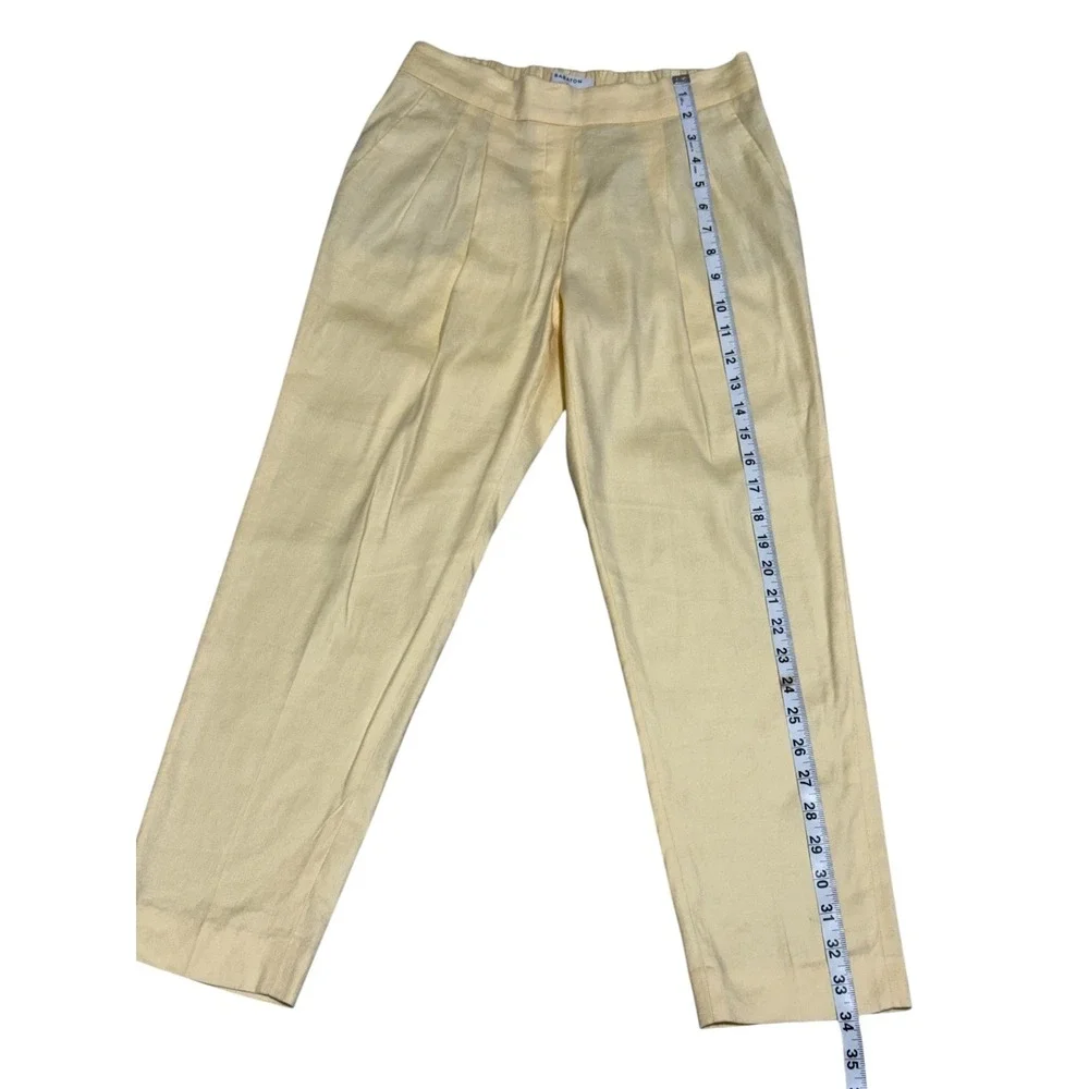 Babaton Aritzia Linen Blend Pull-On Ankle Pants Size 2 Butter Yellow Pleated